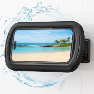 imageLamicall Shower Phone Holder with Speaker Holes IPX6 Waterproof Clear Sound ampamp 480 Rotation Shower Case Accessories Waterproof Bathroom Wall Mount for iPhone 16 Pro Max S25 Ultra 47quot Big PhonesClassic Black