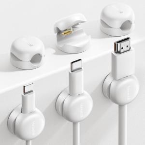 imageLamicall Spring Cord Organizer Office Desk Accessories  12Pack Compact Desk Cable Management Holder Clips Nightstand Phone Charging Cord Holder 8mm Slot Adhesive Wire Organizer WhiteWhite