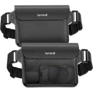 imageLamicall Waterproof Fanny Pack Cruise Essentials 2025  Elastic Waist Strap Dry Bag Pouch Travel Boat Paddle Kayak Beach Swimming Accessories 87 for iPhone 16 15 14 13 Pro Max GalaxyTransparent Black