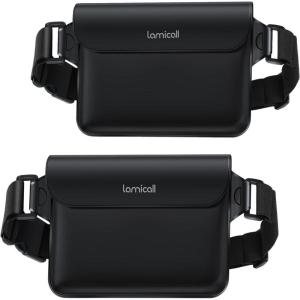 imageLamicall Waterproof Fanny Pack Cruise Essentials 2025  Elastic Waist Strap Dry Bag Pouch Travel Boat Paddle Kayak Beach Swimming Accessories 87 for iPhone 16 15 14 13 Pro Max GalaxyBlack