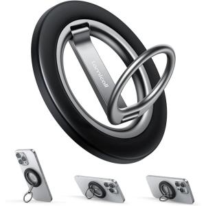 imageLamicall for MagSafe Magnetic Phone Grip Stand  2025 Upgrade DualHinge Finger Ring Holder Phone Kickstand Super Magnet 360 Rotation Ring for Mag Safe Accessories for iPhone 16 Pro Max Androids