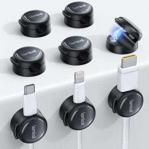 imageMagnetic Cable Clips Cord Organizer  Lamicall 8Pack CrystalClear ampamp Silver Shine Cable Management Holder for Phone Charging Cord Strong Adhesive for Nightstand Home Office Desk Decor AccessoriesMisty Black