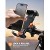 imageLamicall Bike Motorcycle Phone Mount  1s Quick Lock Bike Cell Phone Holder Clip Bicycle Scooter Handlebar Clamp for iPhone 17 16 15 Pro Max Galaxy S25 S24 Ultra More 67quot Phones GrayOrange
