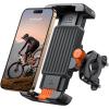 imageLamicall Bike Motorcycle Phone Mount  1s Quick Lock Bike Cell Phone Holder Clip Bicycle Scooter Handlebar Clamp for iPhone 17 16 15 Pro Max Galaxy S25 S24 Ultra More 67quot Phones GrayOrange
