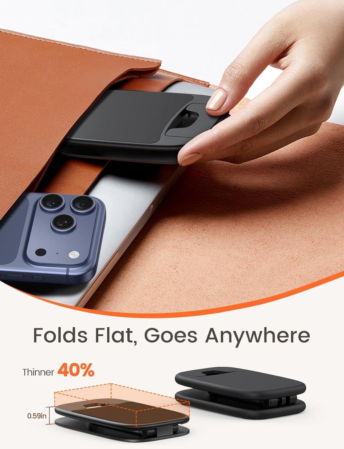 imageLamicall Ultra Thin Cell Phone Stand for Desk Height Adjustable Foldable Desktop Phone Holder Portable Mobile Stand Office Desk Accessories for iPhone 17 16 15 14 13 Pro Max Air Galaxy S25 S24