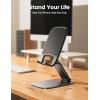 imageLamicall Ultra Thin Cell Phone Stand for Desk Height Adjustable Foldable Desktop Phone Holder Portable Mobile Stand Office Desk Accessories for iPhone 17 16 15 14 13 Pro Max Air Galaxy S25 S24