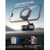 imageLamicall Car Phone Holder Mount  70 LBS Strongest Suction for Magsafe Car Mount 360 Adjustable Suction Cup Phone Mount Dashboard Windshield Vacuum Magnetic Phone Holder fit iPhone 17 16 Pro MaxBlack