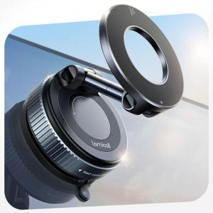 imageLamicall Car Phone Holder Mount  70 LBS Strongest Suction for Magsafe Car Mount 360 Adjustable Suction Cup Phone Mount Dashboard Windshield Vacuum Magnetic Phone Holder fit iPhone 17 16 Pro MaxBlack