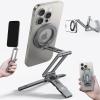 imageLamicall for Magsafe Tripod Stand  Triple Axis Foldable Aluminium Magnetic Tripod for iPhone Mini Selfie Stick with 14quot Screw Arca and Hook Cell Phone Stand fits iPhone Camera for Vlog Travel