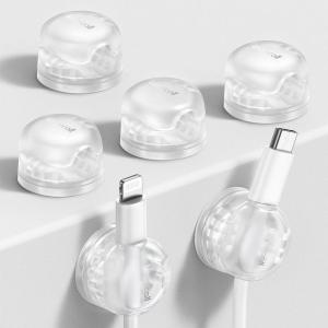 imageLamicall 6Pack Clear Rotatable Cord Organizer  1s Lock Cable Clips Phone Charger Cord Holder Desk Cable Management Adhesive Wire Organizer for Nightstand Office Accessories Room Decor EssentialsClear