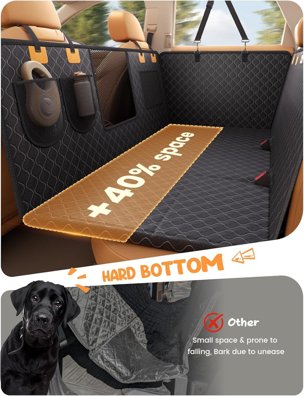 imageLamicall Dog Car Seat Cover for Back Seat  Upgraded AntiRipped Back Seat Extender for Dogs Hard Bottom Waterproof Dog Hammock for Car with Mesh Window Pet Backseat Protector SUV ampamp Small Truck LFor Cars SUV Small Truck