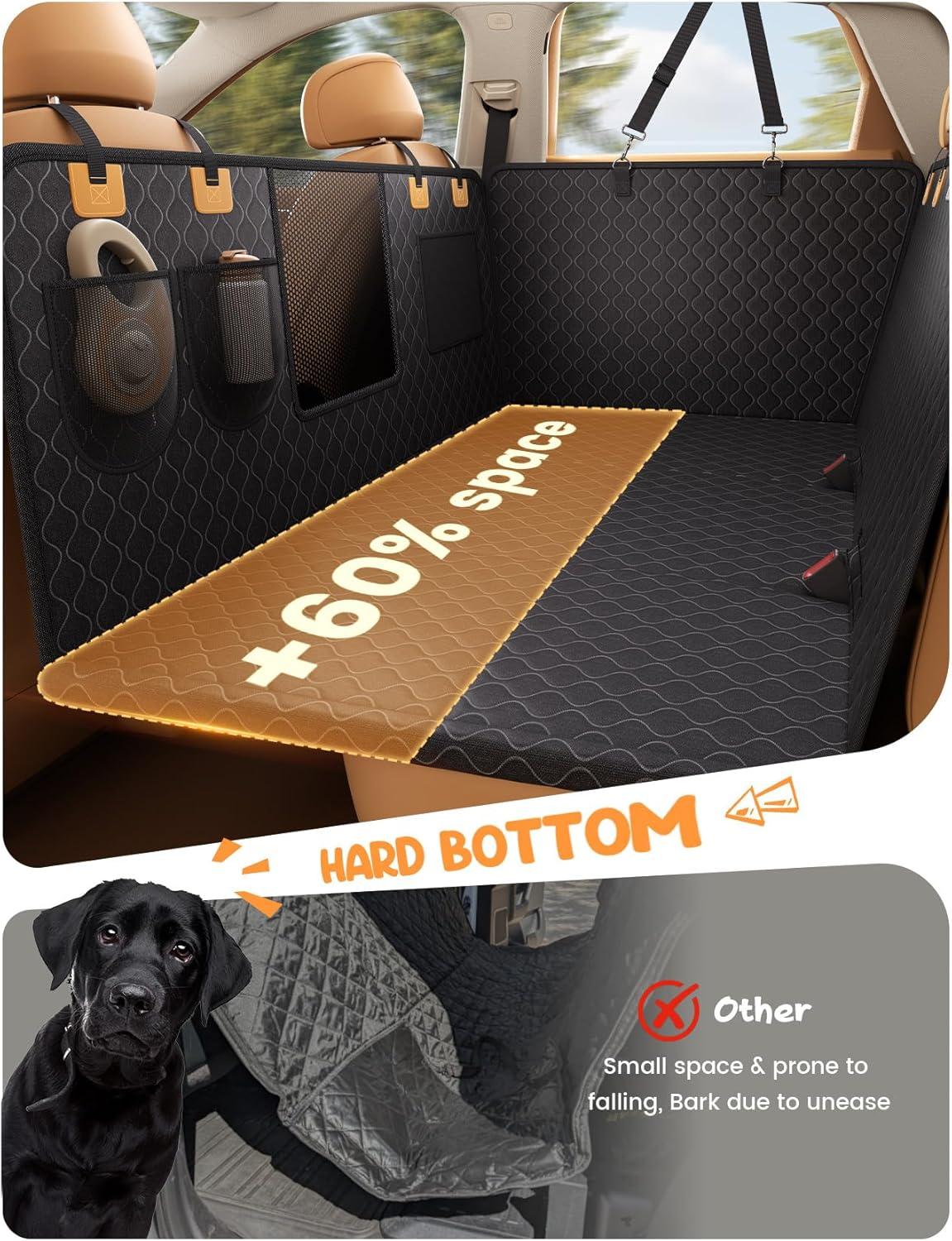 imageLamicall Dog Car Seat Cover for Back Seat  Upgraded AntiRipped Back Seat Extender for Dogs Hard Bottom Waterproof Dog Hammock for Car with Mesh Window Pet Backseat Protector SUV ampamp Small Truck LFor Full Size Truck Full Size SUV