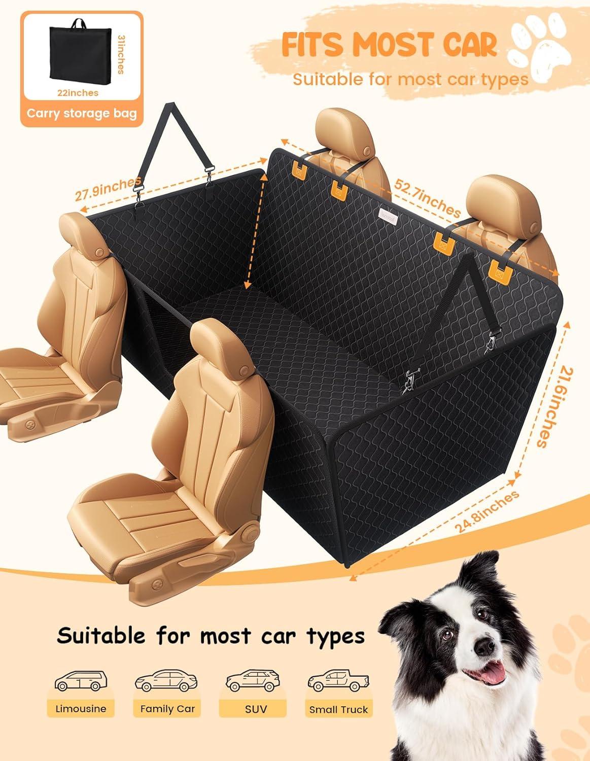 imageLamicall Dog Car Seat Cover for Back Seat  Upgraded AntiRipped Back Seat Extender for Dogs Hard Bottom Waterproof Dog Hammock for Car with Mesh Window Pet Backseat Protector SUV ampamp Small Truck LFor Cars SUV Small Truck