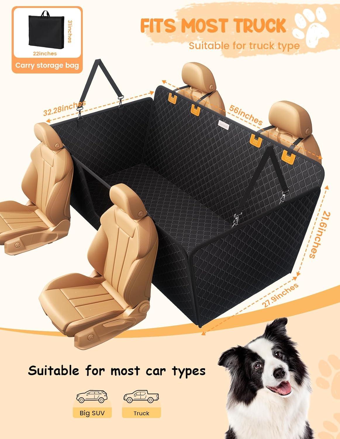 imageLamicall Dog Car Seat Cover for Back Seat  Upgraded AntiRipped Back Seat Extender for Dogs Hard Bottom Waterproof Dog Hammock for Car with Mesh Window Pet Backseat Protector SUV ampamp Small Truck LFor Full Size Truck Full Size SUV
