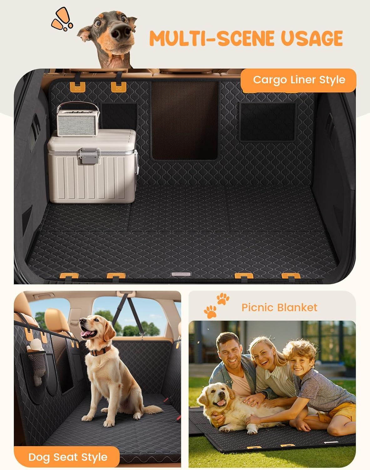 imageLamicall Dog Car Seat Cover for Back Seat  Upgraded AntiRipped Back Seat Extender for Dogs Hard Bottom Waterproof Dog Hammock for Car with Mesh Window Pet Backseat Protector SUV ampamp Small Truck LFor Cars SUV Small Truck