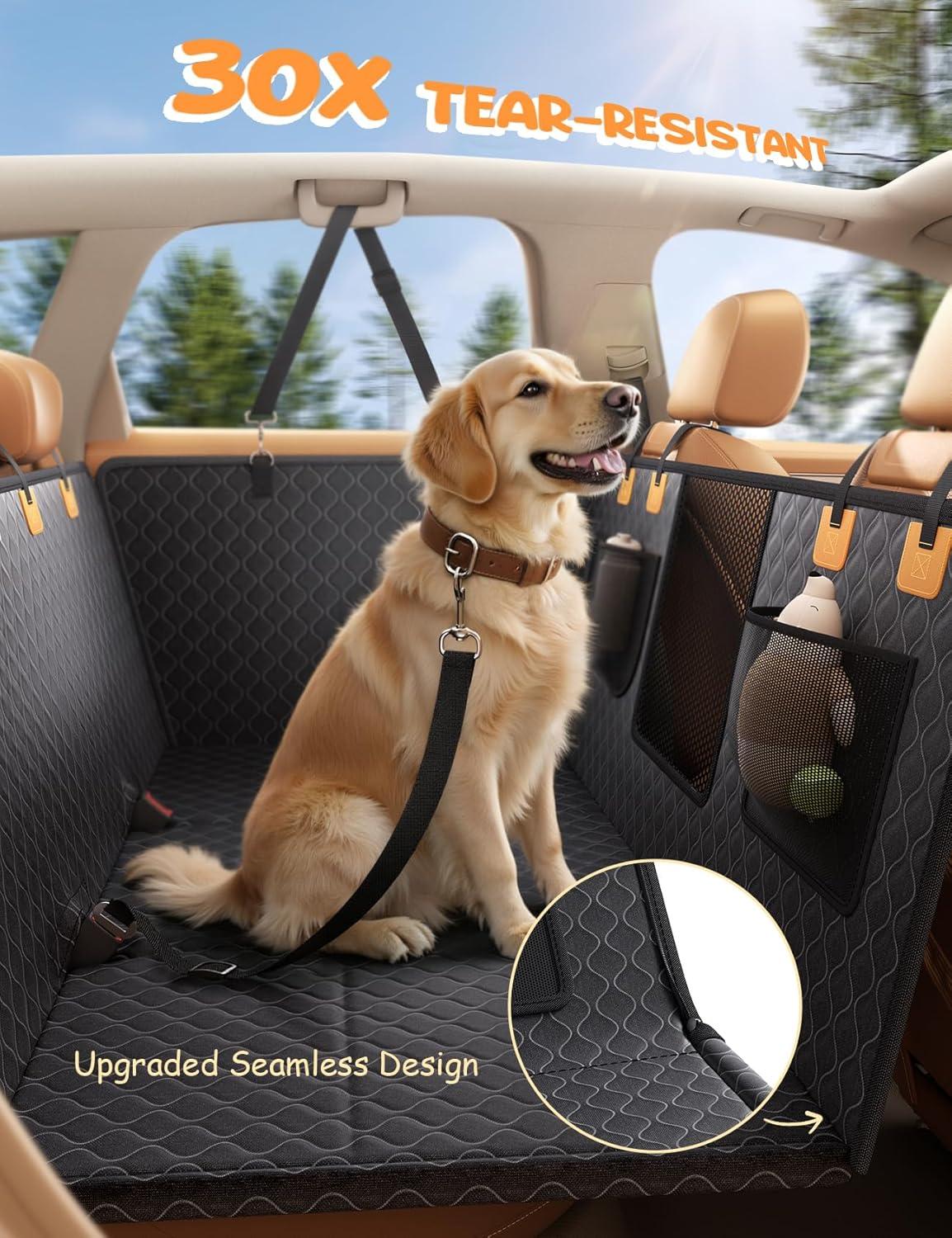 imageLamicall Dog Car Seat Cover for Back Seat  Upgraded AntiRipped Back Seat Extender for Dogs Hard Bottom Waterproof Dog Hammock for Car with Mesh Window Pet Backseat Protector SUV ampamp Small Truck LFor Cars SUV Small Truck