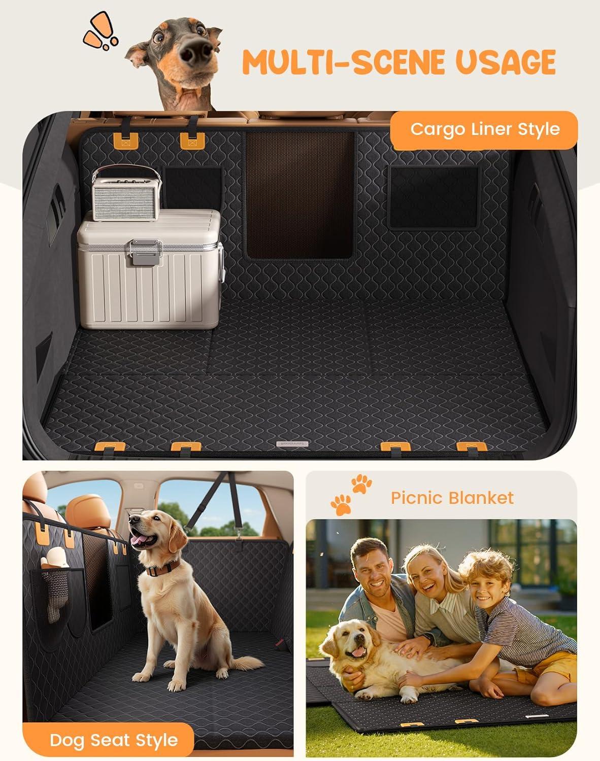 imageLamicall Dog Car Seat Cover for Back Seat  Upgraded AntiRipped Back Seat Extender for Dogs Hard Bottom Waterproof Dog Hammock for Car with Mesh Window Pet Backseat Protector SUV ampamp Small Truck LFor Full Size Truck Full Size SUV