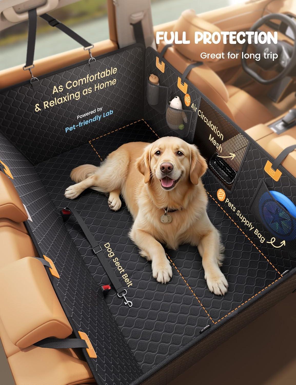 imageLamicall Dog Car Seat Cover for Back Seat  Upgraded AntiRipped Back Seat Extender for Dogs Hard Bottom Waterproof Dog Hammock for Car with Mesh Window Pet Backseat Protector SUV ampamp Small Truck LFor Full Size Truck Full Size SUV