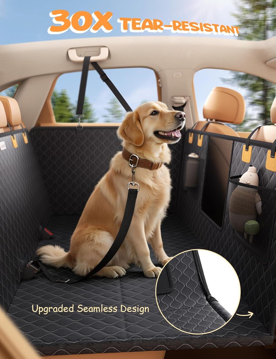 imageLamicall Dog Car Seat Cover for Back Seat  Upgraded AntiRipped Back Seat Extender for Dogs Hard Bottom Waterproof Dog Hammock for Car with Mesh Window Pet Backseat Protector SUV ampamp Small Truck LFor Full Size Truck Full Size SUV