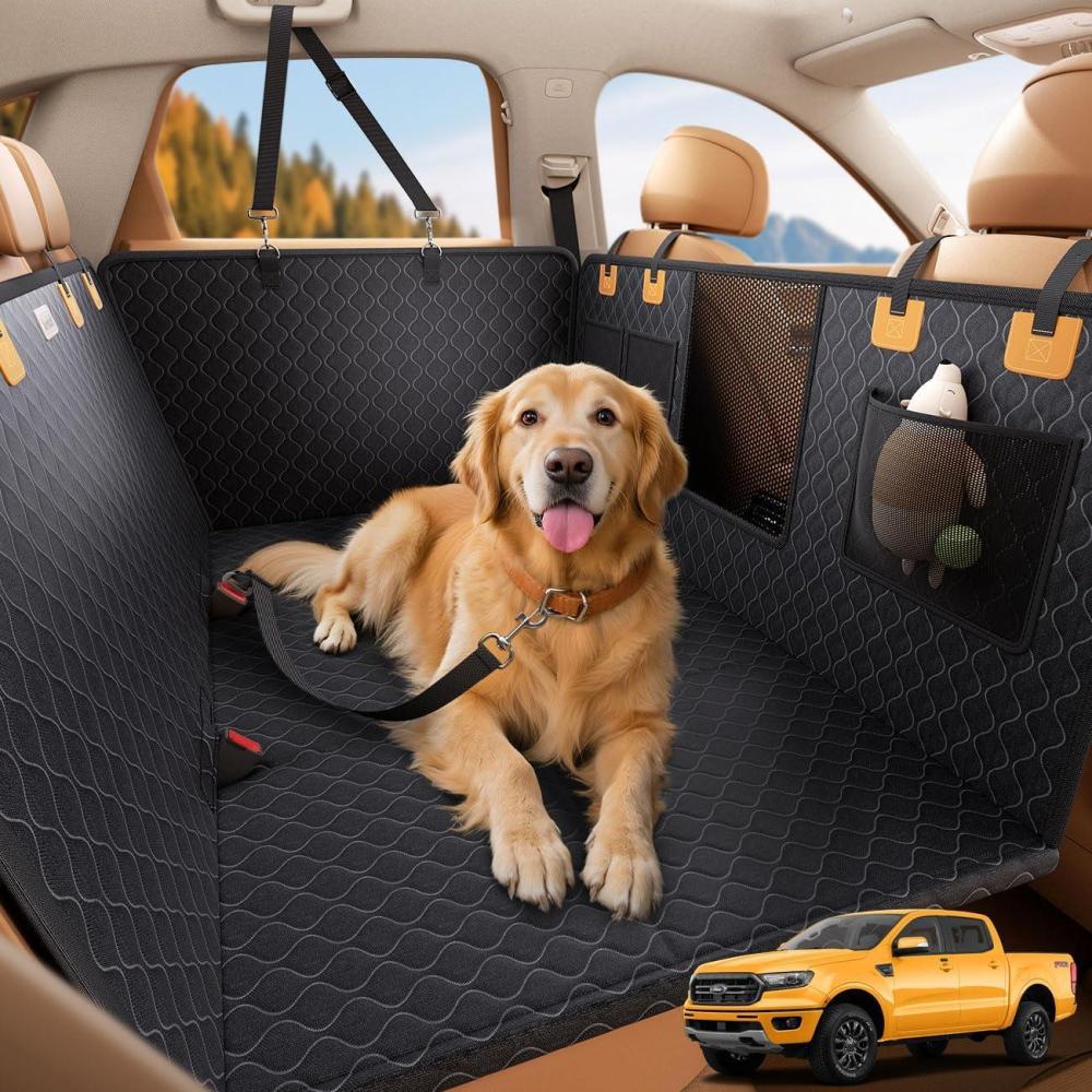 imageLamicall Dog Car Seat Cover for Back Seat  Upgraded AntiRipped Back Seat Extender for Dogs Hard Bottom Waterproof Dog Hammock for Car with Mesh Window Pet Backseat Protector SUV ampamp Small Truck LFor Full Size Truck Full Size SUV
