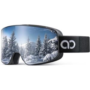 imageLamicall Ski Goggles with 3X AntiFog  100 UV Protection OTG ampamp Helmet for Men ampamp Women for Skiing Snowboard SnowmobileBlack Frame  Silver Lens