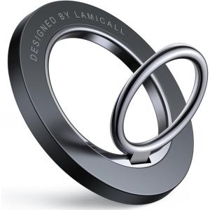 imageLamicall Magnetic Phone Ring Grip Holder Compatible for Magsafe Upgraded Strong Magnet Finger Ring Holder Pop Grip Socket Stand Mag Safe Kickstand Accessories for iPhone 167Pro Max Deep BlueMisty Black