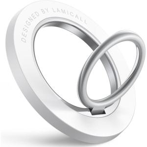 imageLamicall Magnetic Phone Ring Grip Holder Compatible for Magsafe Upgraded Strong Magnet Finger Ring Holder Pop Grip Socket Stand Mag Safe Kickstand Accessories for iPhone 167Pro Max Deep BluePure White