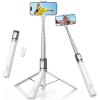 imageLamicall Phone Tripod amp Selfie Stick  TaptoOpen Phone Stand for Recording Extendable iPhone Tripod Stand with Remote amp Cold Shoe Compatible with iPhone for Live Stream Valentines Day Gift BlackNEW Upgraded  White