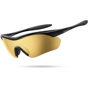 imageLamicall 22g Polarized Sports Sunglasses  UV400 Protection Men Women Sun Glasses for Running Cycling Fishing Golf DrivingBlack Framegold Lens