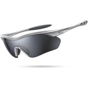 imageLamicall 22g Polarized Sports Sunglasses  UV400 Protection Men Women Sun Glasses for Running Cycling Fishing Golf DrivingSilver Framesilver Gray Lens