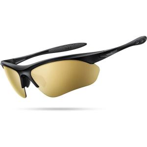 imageLamicall 22g Polarized Sports Sunglasses for Men Women  UV400 Protection Sun Glasses for Running Cycling Fishing DrivingBlack Framegold Lens