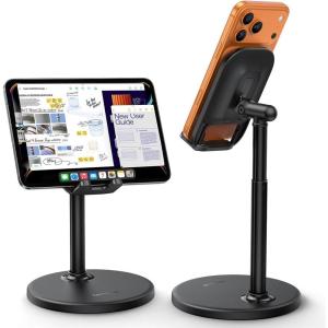 imageLamicall Cell Phone Stand for Desk  Height Angle Adjustable Sturdy Desktop Phone Holder Office Gift Accessories PC Gaming Essentials for iPhone 17 16 15 14 13 Pro Max iPad Tablet Switch 412