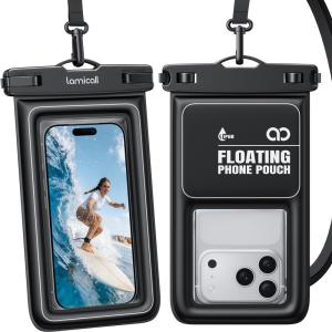 imageLamicall IP68 Floating Waterproof Phone Pouch  2 PackAntiPop Lock Dustproof Cell Phone Dry Bag Case with Lanyard Beach amp Cruise Essentials Gifts for iPhone 17 16 15 Pro Max Galaxy S25 475AWhite Accent