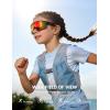 imageLamicall Polarized Sport Sunglasses for Age 814 Kids  UV400 Protection Baseball Cycling Sun Glasses for Boys Girls TeensBlack Framered Lens