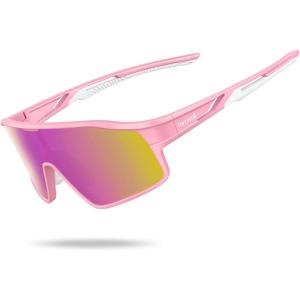 imageLamicall Polarized Sport Sunglasses for Age 814 Kids  UV400 Protection Baseball Cycling Sun Glasses for Boys Girls TeensPink Framepink Lens